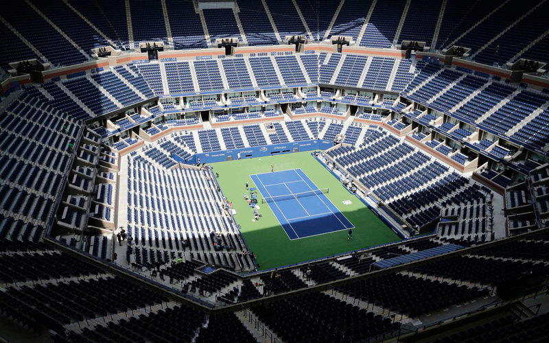 Ilyen az Arthur Ashe Stadion, amikor - edzés idején - nincsenek nézők