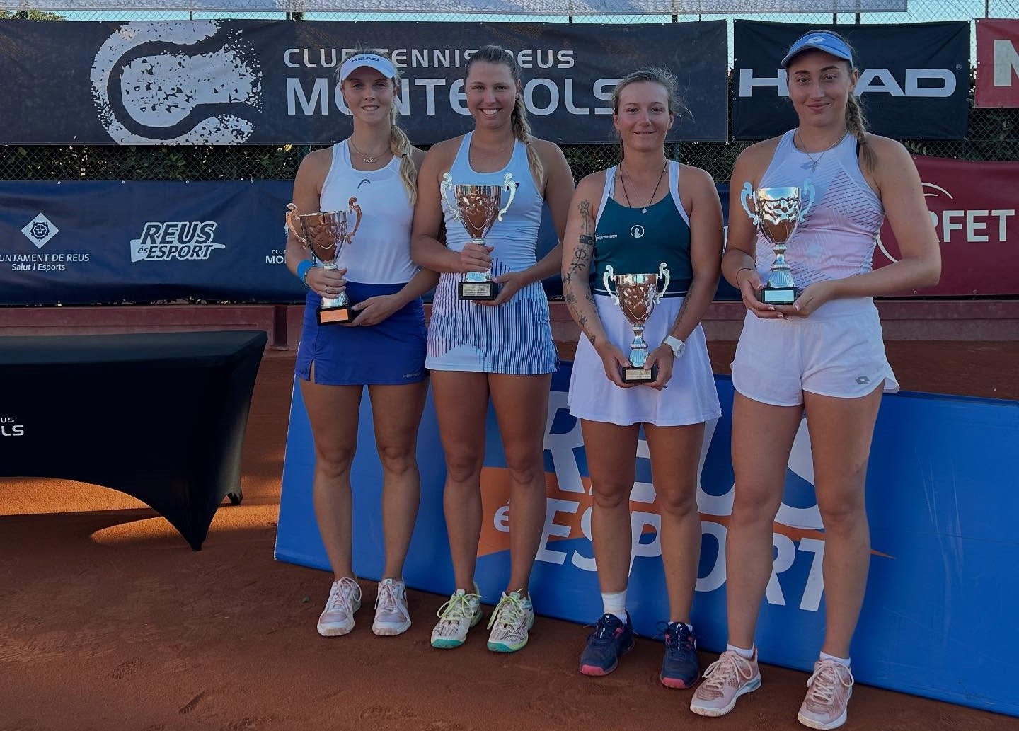 Nagy Adrienn (balról a második) augusztusban W35-ös ITF-tornát is nyert a német Joelle Steur oldalán