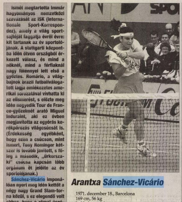 Sanchez Vicario a világ legjobb női sportolója volt 1994-ben